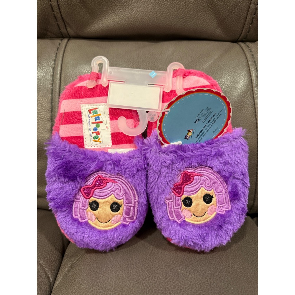 Lalaloopsy Girls Purple Pink Plush Character Slippers Size M 9/10 New